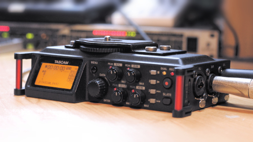 Tascam DR-70D audio recorder in a Cambridge music studio